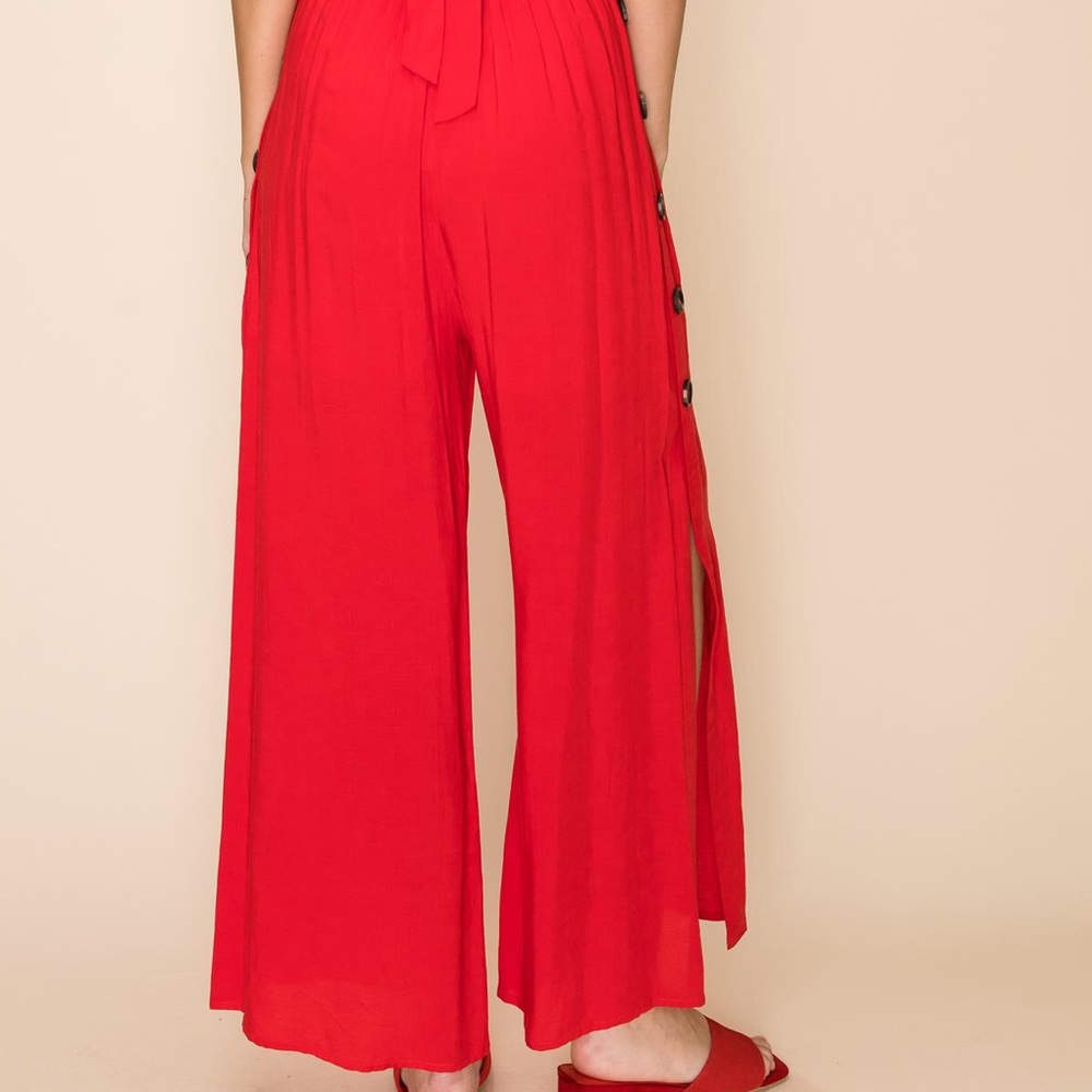 Only 1 Left! ❤️ Wardrobe Essential-Spaghetti Strap Jumpsuit w/ Buttonside Pants - Picture 6 of 8